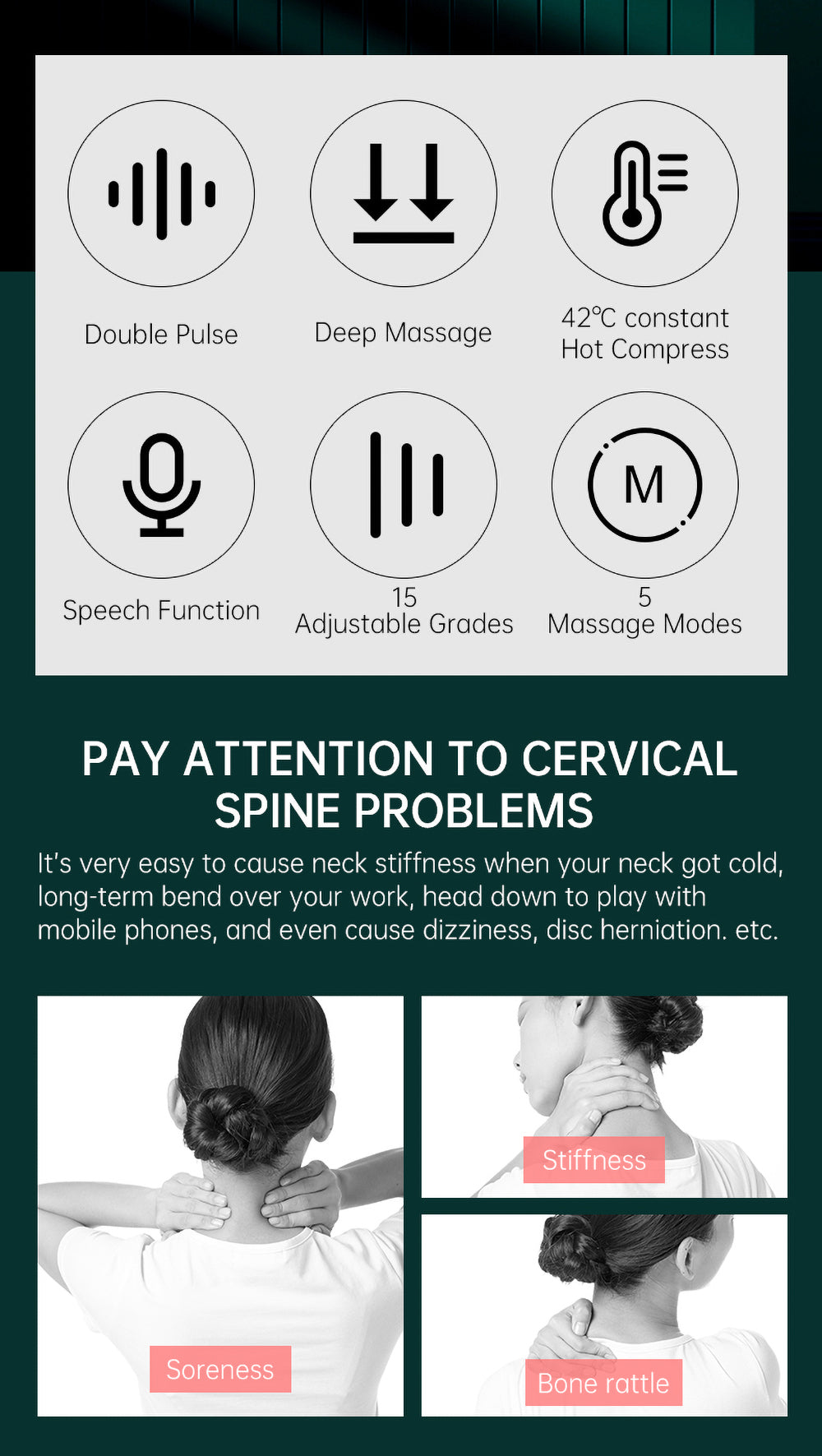Wireless Electric Neck Massager with Pulse Therapy